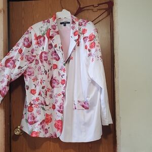 Denim 24/7 White and Pink Blazer